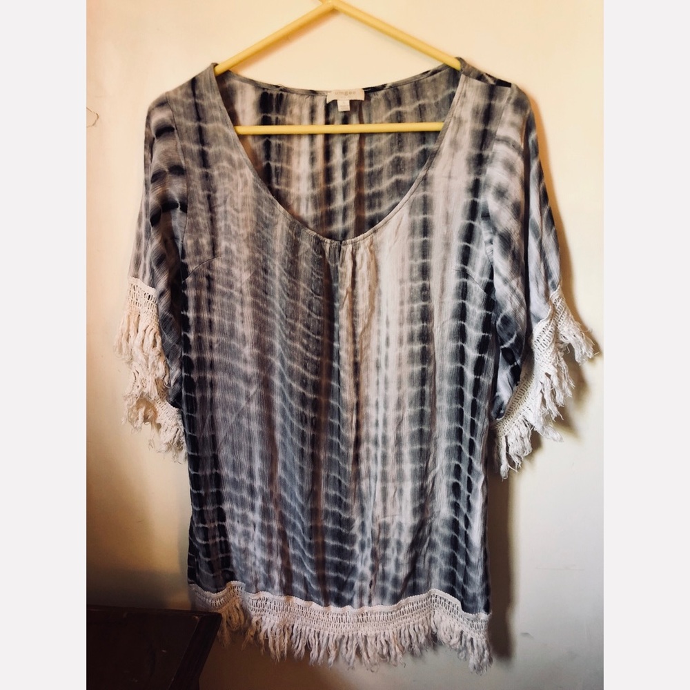 boho tie dye fringe dress